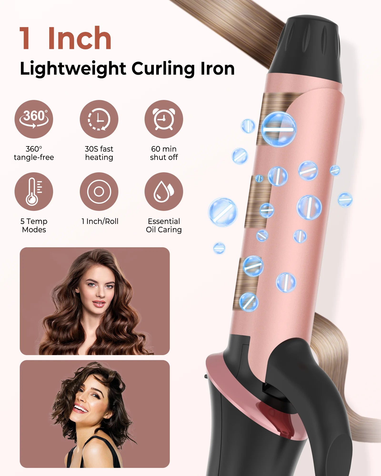 Ceramic Mini Hair Curler 25mm Travel Curling Iron Dual Voltage Curling Wand Small Hair iron Styler Curly Hair Products