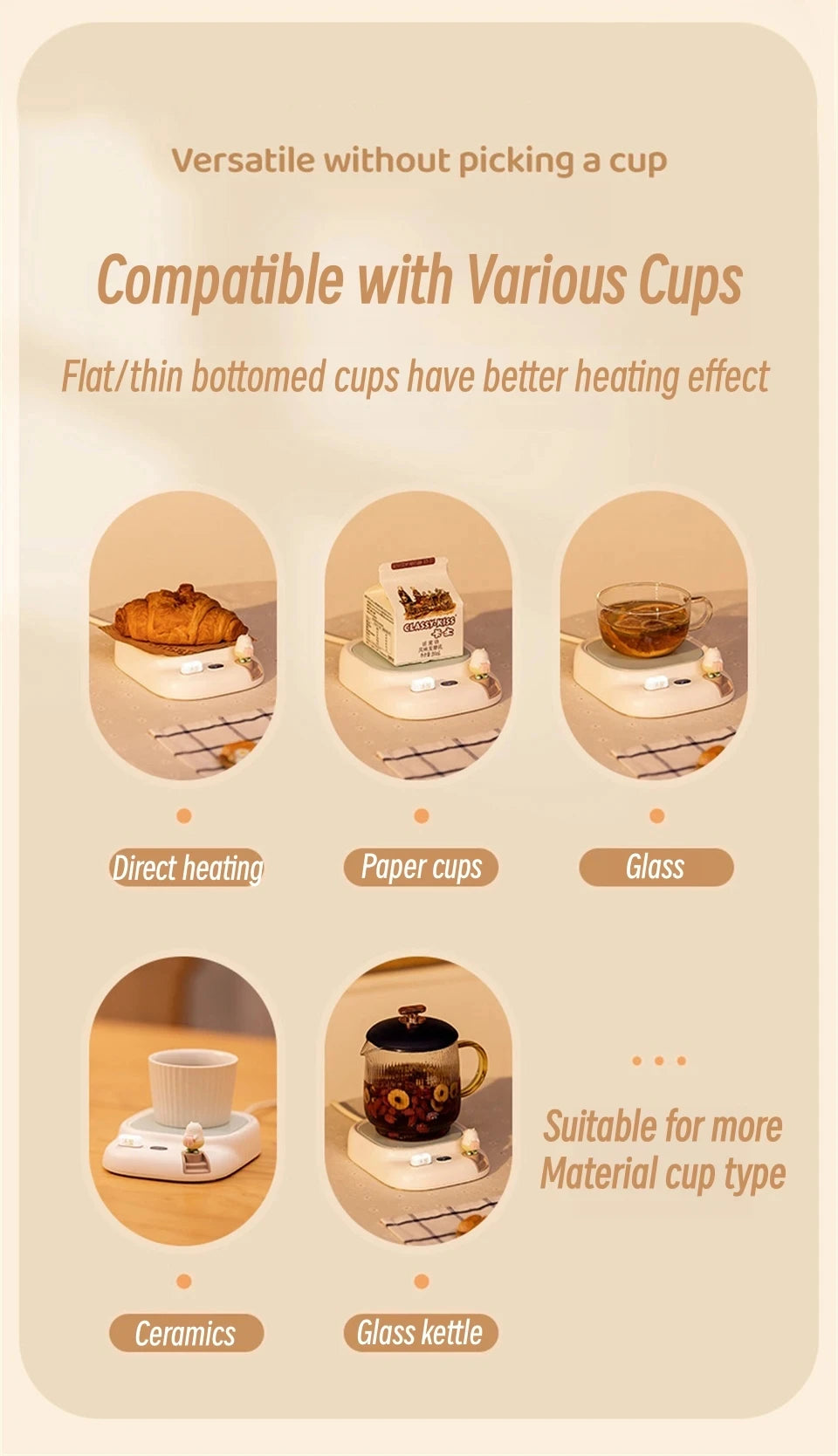 25W Coffee Mug Warmer Cup Heater Electric Hot Plate 4 Temperature Settings Warmer Cup Coaster for Tea Milk Water Heating Pad