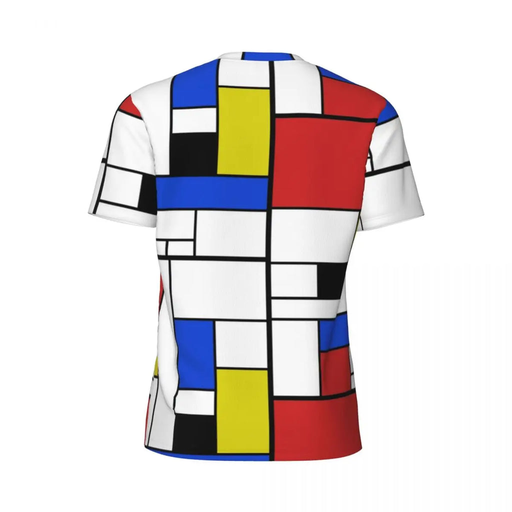 Gym T-Shirt Mondrian Line - Colorful Plaid Y2K Retro Graphic Tee