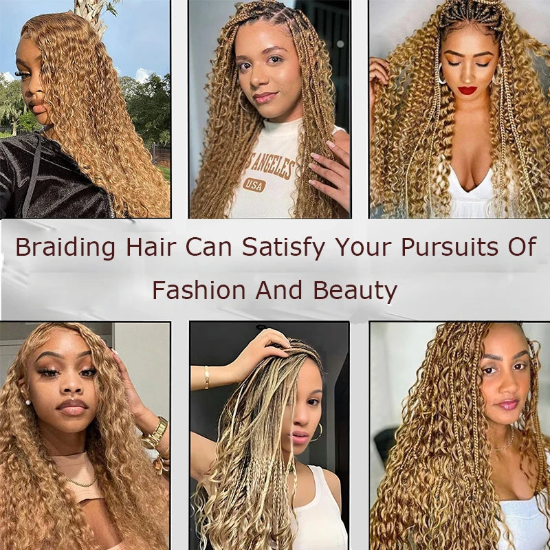 Honey Blonde Highlight Bulk Human Hair 1 Bundles/Pack 100g 18 Inch Body Wave Knotless BOHO Braids Human Hair Braiding Hair