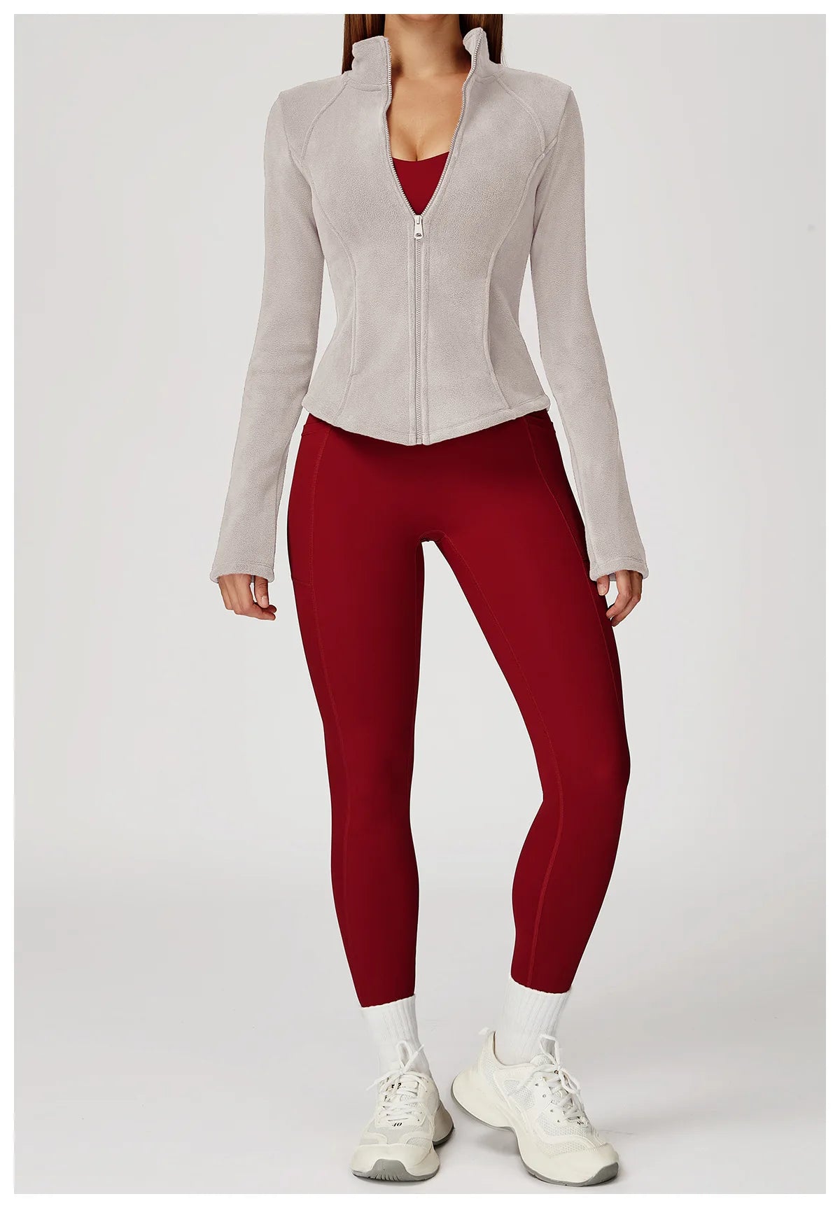 Sports Jacket Long Sleeve Women Zip Fitness Yoga Shirt Winter Warm Gym Top Activewear Running Coats Workout Clothes For Cycling