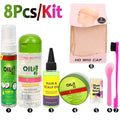 Wig Installation Kit Set 8Pcs Hair Mousse Glossing Hair Polisher Scalp Oil Edge Control HD Wig Cap Hair Wax Stick Hair Brush