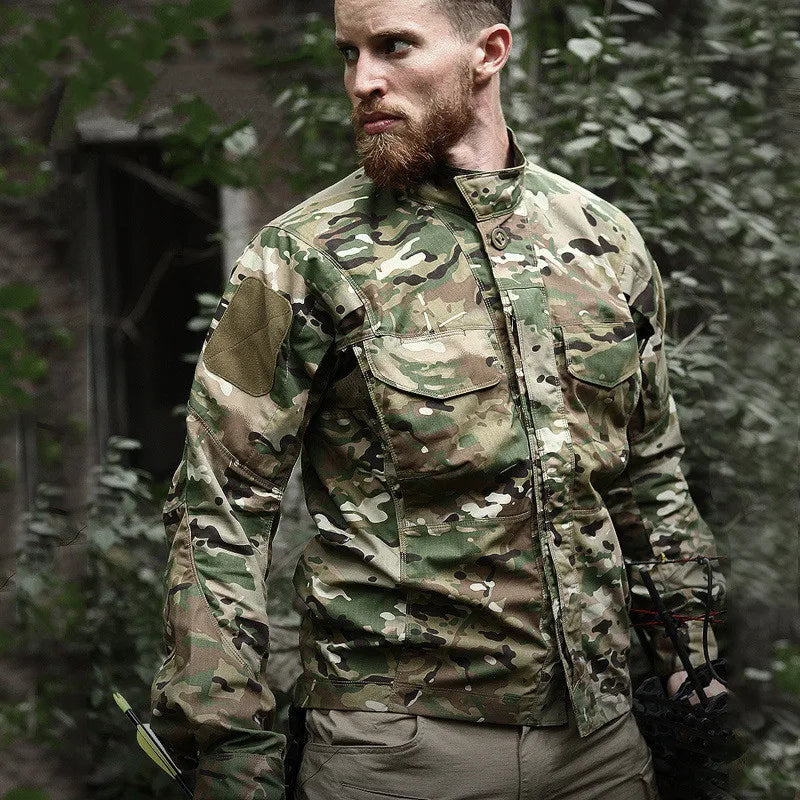 Military Tactical Long Sleeve Shirt - Multi-Pocket Camouflage Cargo Jacket