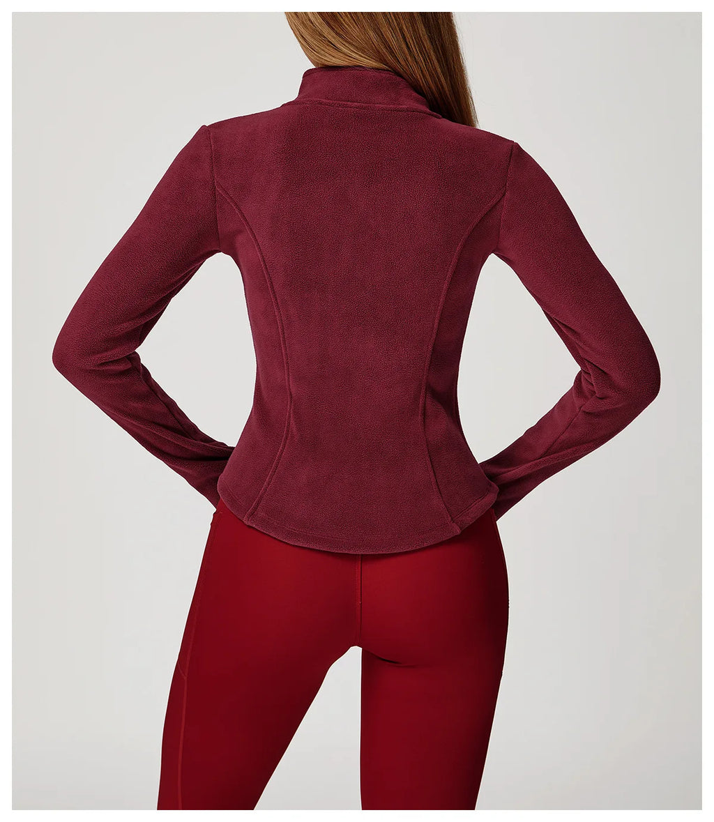 Sports Jacket Long Sleeve Women Zip Fitness Yoga Shirt Winter Warm Gym Top Activewear Running Coats Workout Clothes For Cycling