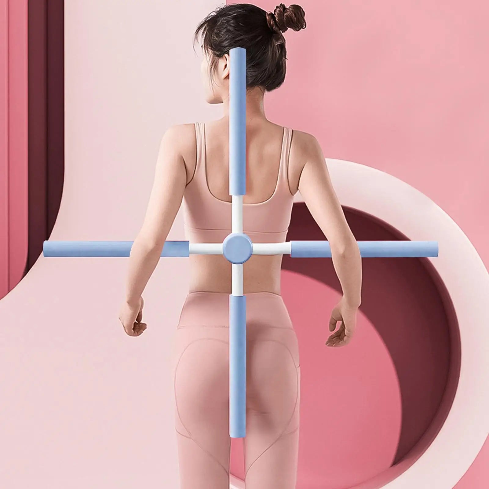 Yoga posture correction stick, Telescopic Pilates posture corrector, Fitness standing posture training buckle body shape stick