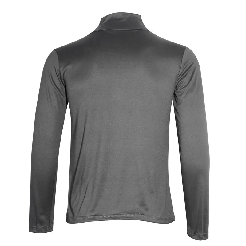Men's High Neck T-Shirt - Fashion Solid Slim-Fit Long Sleeve Basic Tee
