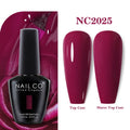 Vernis à ongles gel NAILCO 283 couleurs, base et top coat, semi-permanent, UV, pour nail art et manucure hybride.