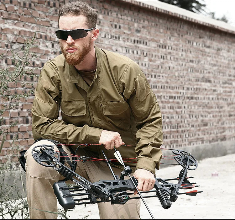 Military Tactical Long Sleeve Shirt - Multi-Pocket Camouflage Cargo Jacket
