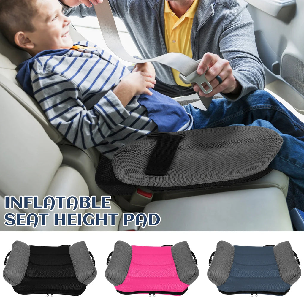 Kids Booster Seat Portable PVC Comfort Child Car Cushion Inflatable Travel Backless Space Saving Easy Fold With Bag