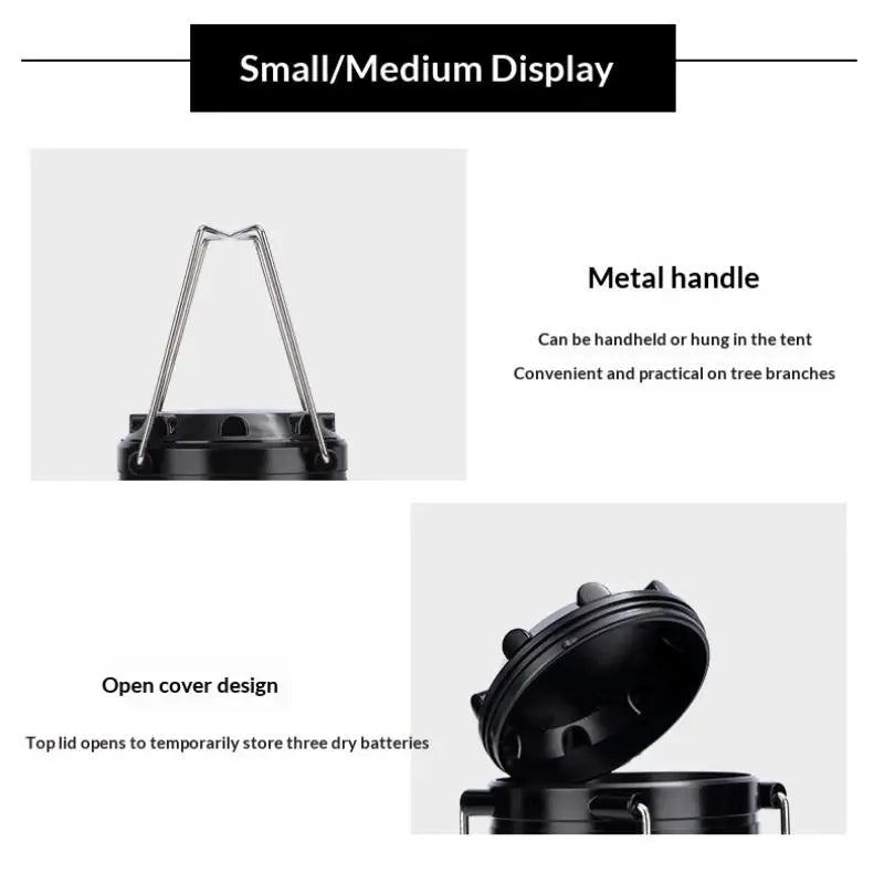 Lampe de camping LED portable, pliable et suspendue, mini lanterne, lampe torche LED puissante et lumineuse, lampe LED de poche