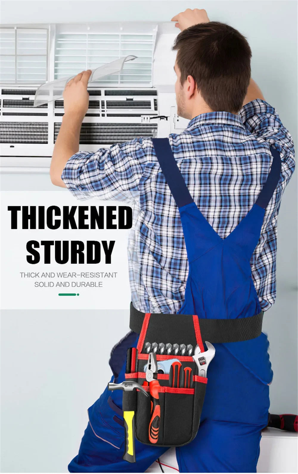 Sacoche ceinture à outils professionnelle - Pochette de rangement à 8 poches pour électriciens