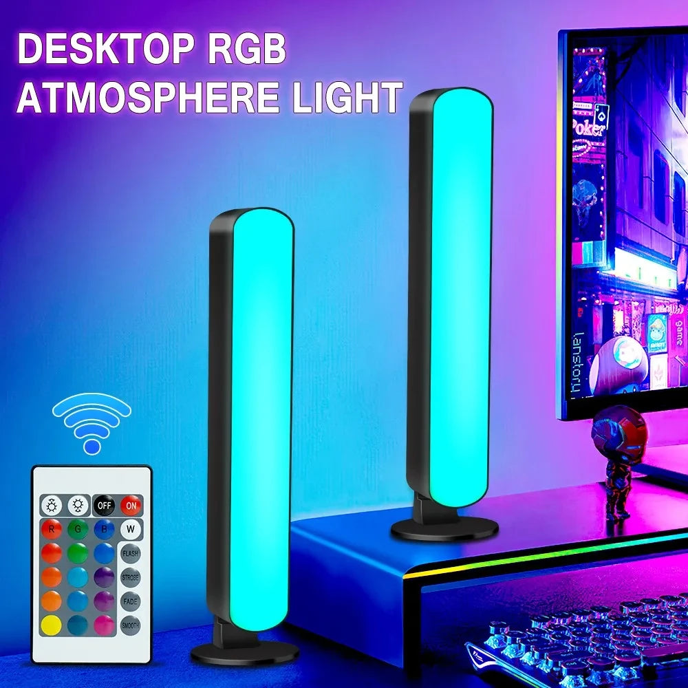 Lampe d'ambiance LED intelligente Symphony avec contrôle du son et application de commande, idéale pour la TV, l'ordinateur et les jeux vidéo. Décoration pour bureau.