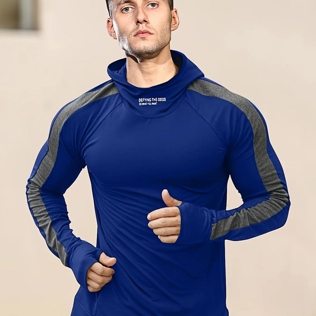 Men's Sports Hooded Quick-drying Breathable Cool Tight Outdoor Fitness Long-sleeved T-shirt