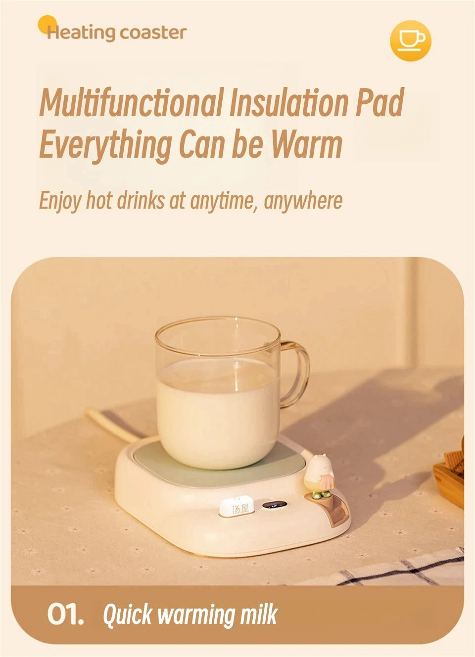 25W Coffee Mug Warmer Cup Heater Electric Hot Plate 4 Temperature Settings Warmer Cup Coaster for Tea Milk Water Heating Pad