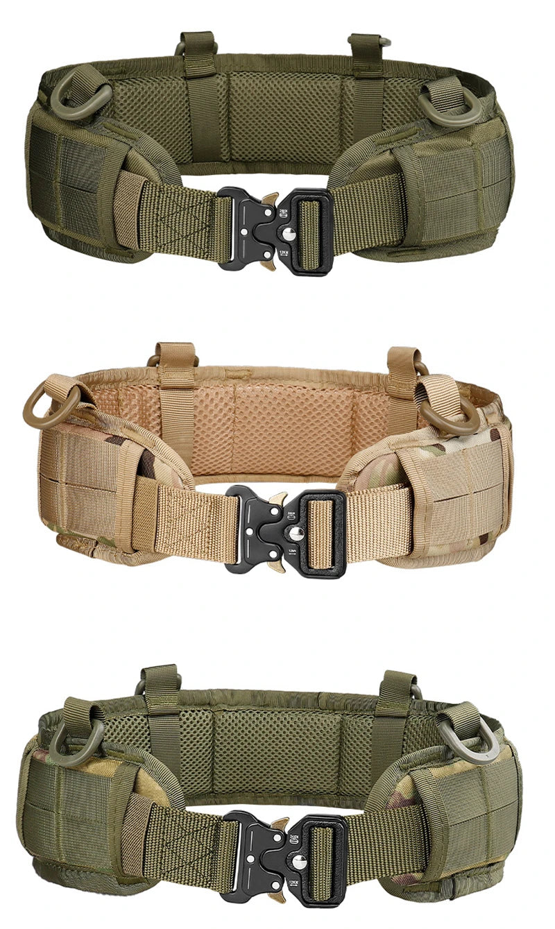 Tactical MOLLE Padded Belt - Combat Waist Belt for Airsoft & Hunting