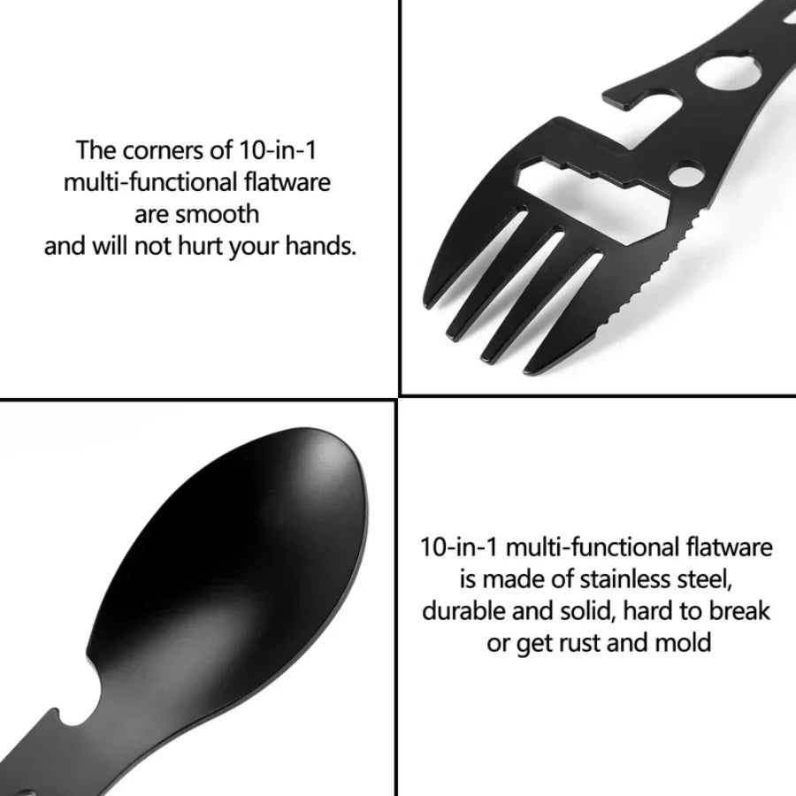 5-in-1 Survival EDC Multi-Tool - Camping Utensil Kit with Bottle Opener