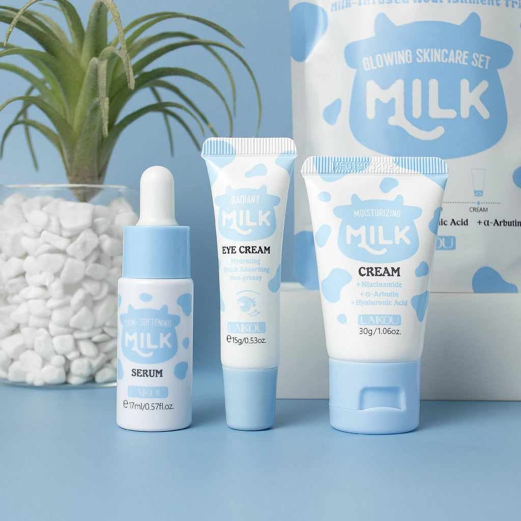 LAIKOU Milk Glowing Trio Set - Deep Nourishment & Hydrating Skincare Kit