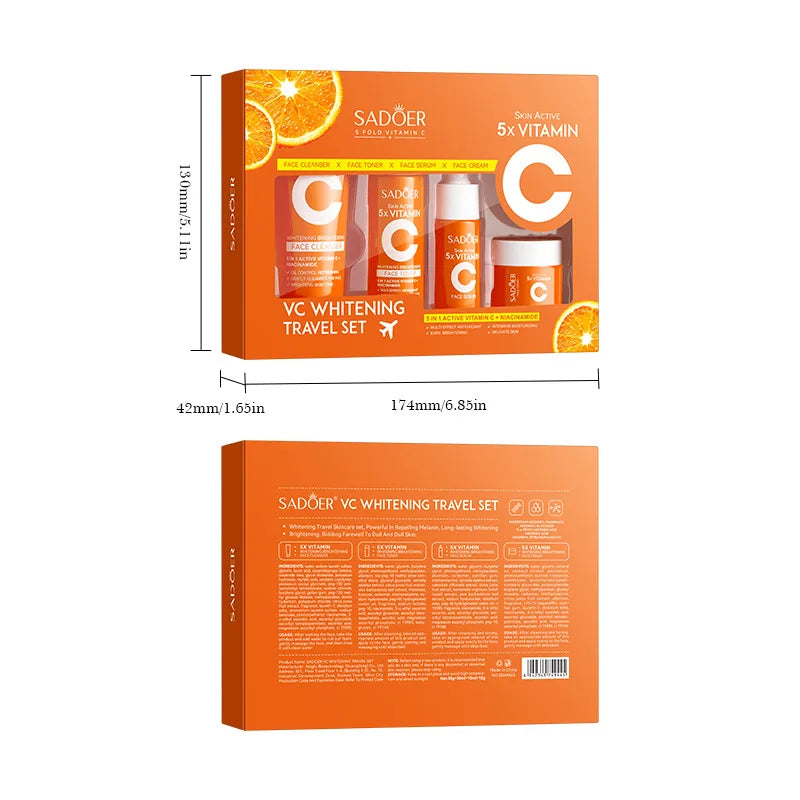 Vitamin C Moisturizing Travel Skincare Set - Cleanser, Toner & Serum