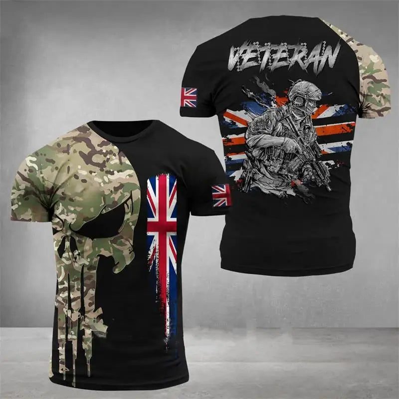 British Soldier Army Veteran T-Shirt - 3D Printed Camouflage Tee