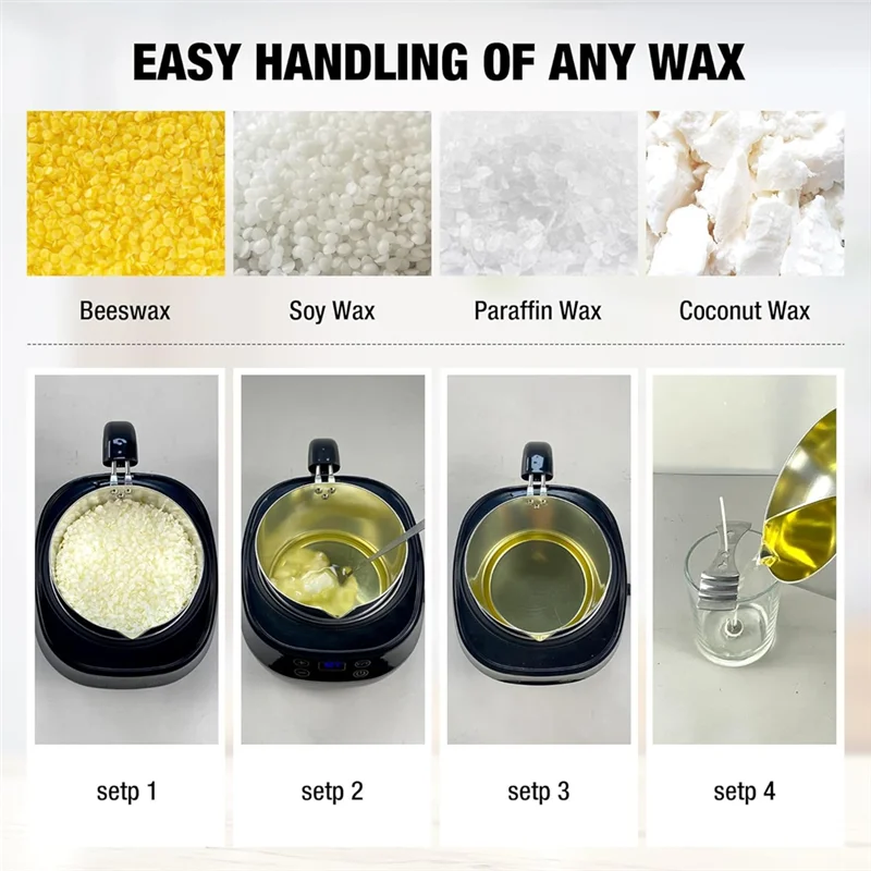 A74E-Wax Pot 1000Ml Capacity, Candle For Making Kit With Wax Melter, For Candle Jars, US Plug