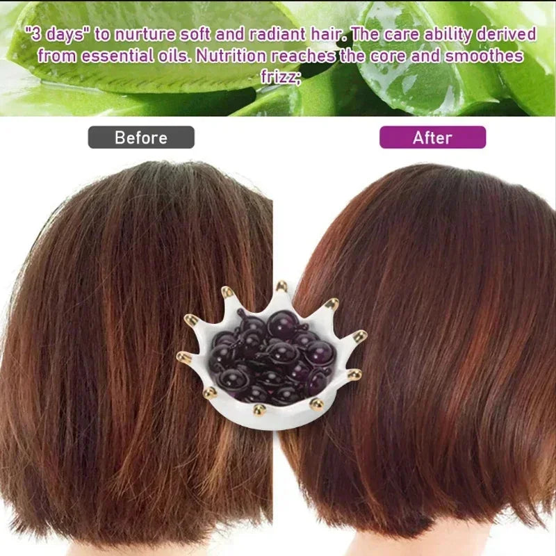 Capsules de vitamines pour cheveux, huile de kératine, soin capillaire rapide pour des cheveux doux, lisses et brillants. Nourrit et répare les cheveux abîmés et fourchus.
