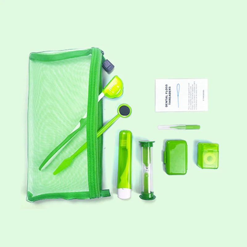 8pcs/set Oral Cleaning Care Dental Teeth Orthodontic Kits Whitening Tool Portable Outdoor. Clean your teeth everywhere you feel like.