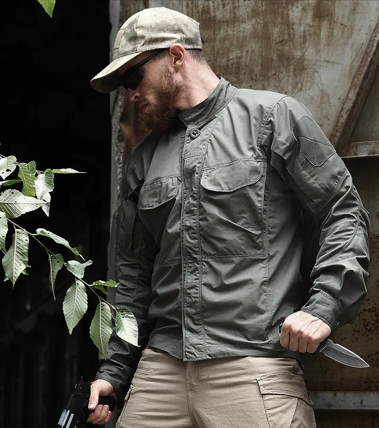 Military Tactical Long Sleeve Shirt - Multi-Pocket Camouflage Cargo Jacket