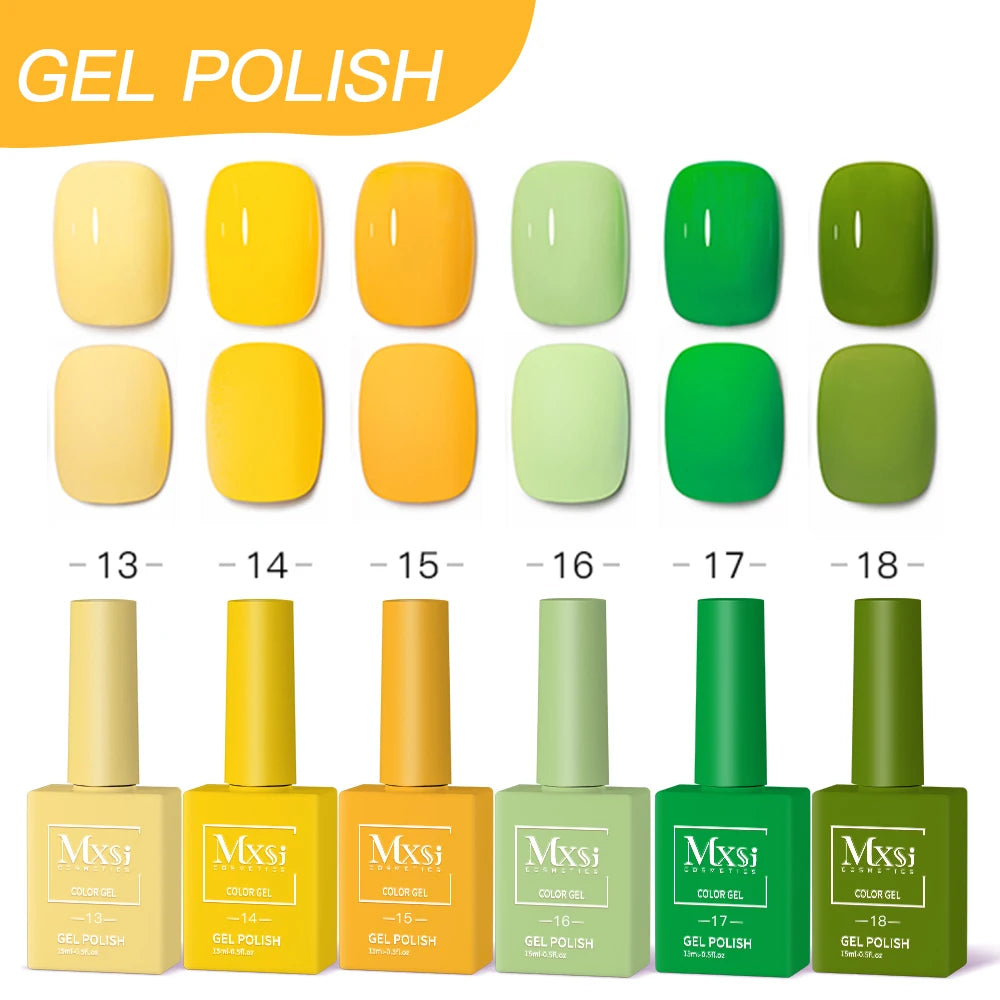 6-Piece UV LED Gel Polish Set - Semi-Permanent Nail Art Kit (15ml)