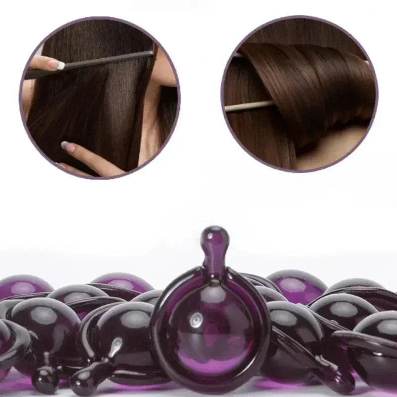 Capsules de vitamines pour cheveux, huile de kératine, soin capillaire rapide pour des cheveux doux, lisses et brillants. Nourrit et répare les cheveux abîmés et fourchus.