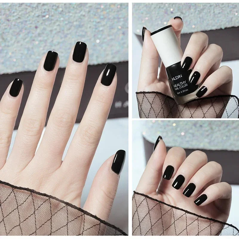 Vernis à ongles sans lampe UV, blanc à fines paillettes, sans cuisson, sans décollement, base huileuse transparente et brillante, couleur nude