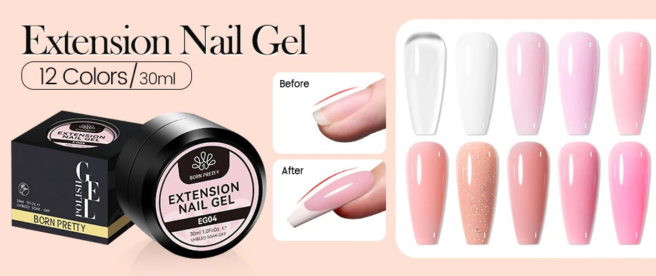 Vernis à ongles gel BORN PRETTY 10 ml, 130 couleurs, semi-permanent, semi-dissolvable, UV, base et top coat.