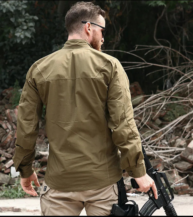 Military Tactical Long Sleeve Shirt - Multi-Pocket Camouflage Cargo Jacket