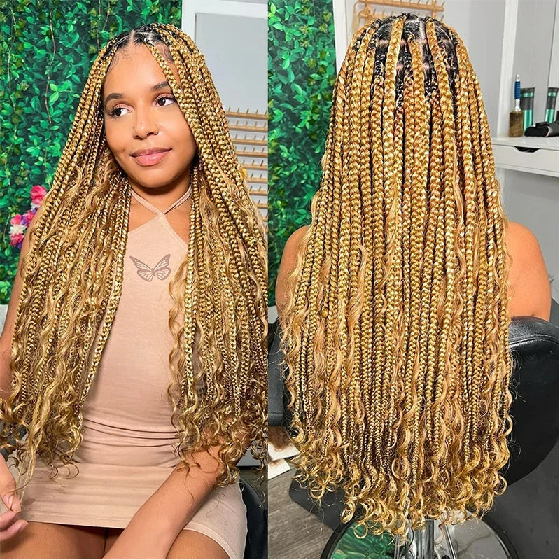 Honey Blonde Highlight Bulk Human Hair 1 Bundles/Pack 100g 18 Inch Body Wave Knotless BOHO Braids Human Hair Braiding Hair