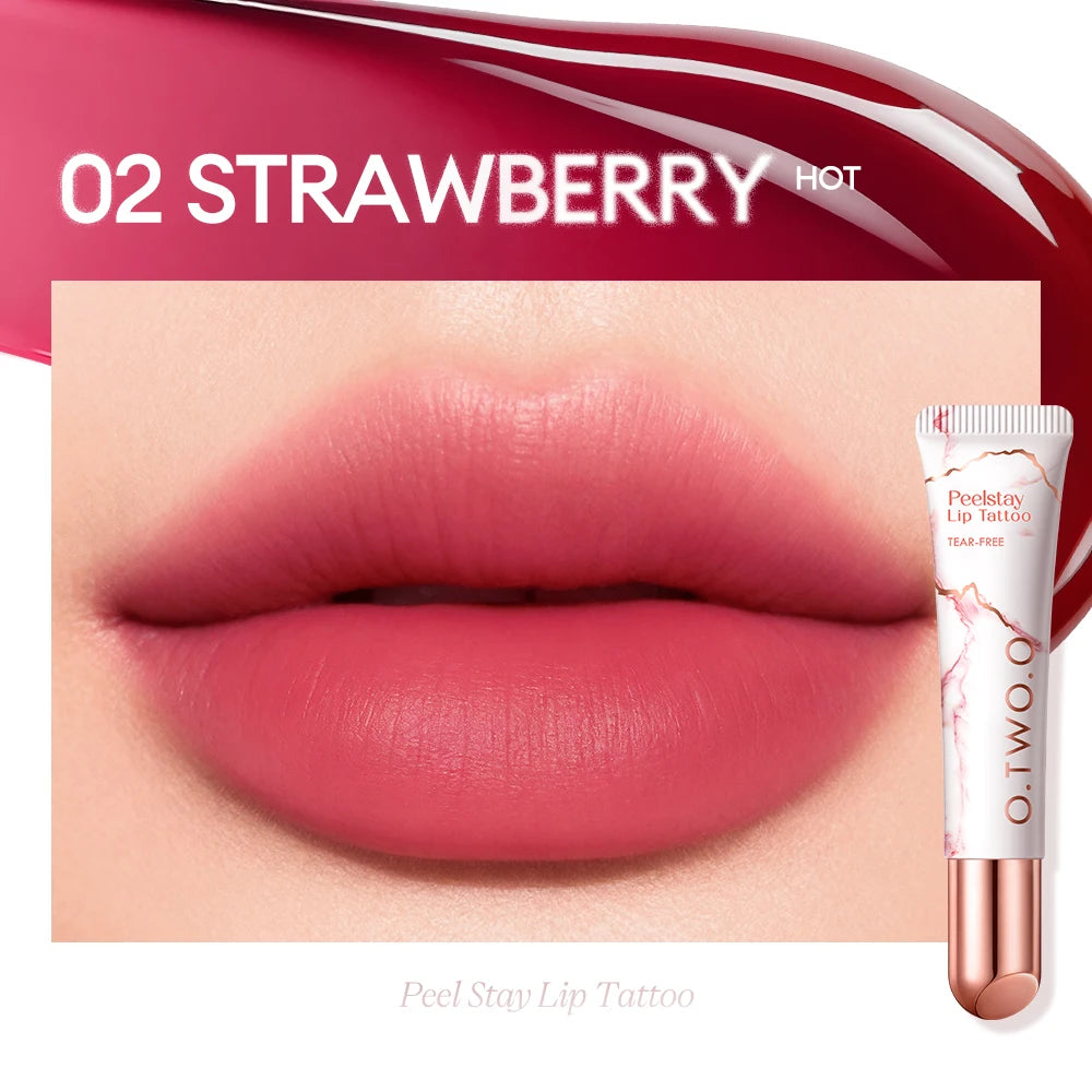 O.TWO.O Lip Stain Lip Tattoo Peel-off Highly Pigmented 48h Color-lock Waterproof Nourish Care Peel-off Lip Tint Lipstick Makeup