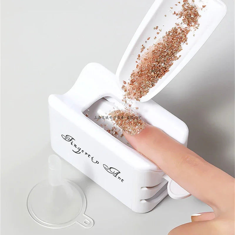 Kit de manucure double couche avec paillettes, poudre, sequins et strass. Boîte de rangement portable et recyclable. Accessoires inclus.