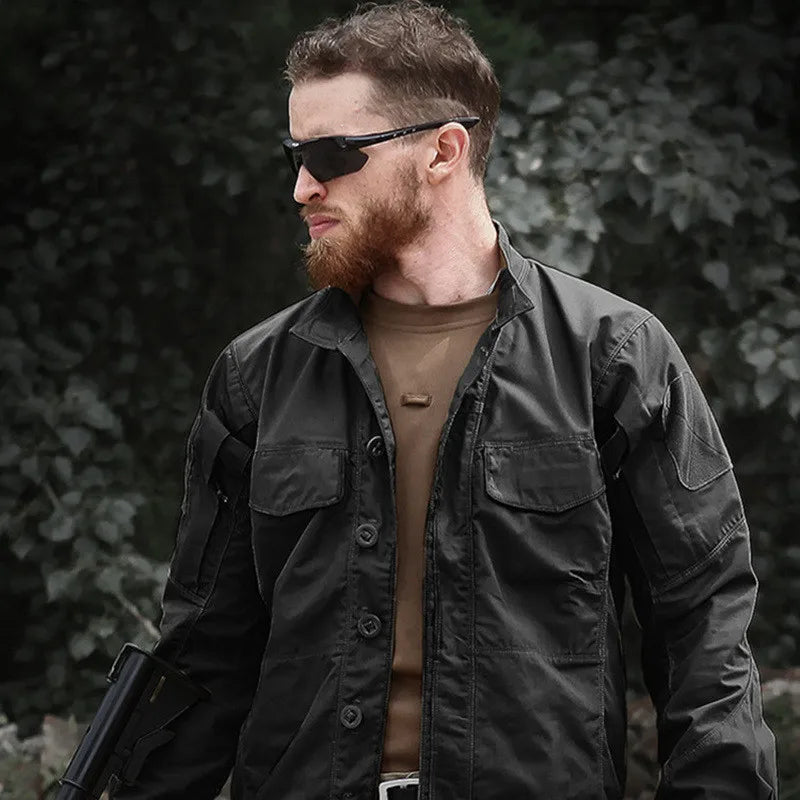 Military Tactical Long Sleeve Shirt - Multi-Pocket Camouflage Cargo Jacket