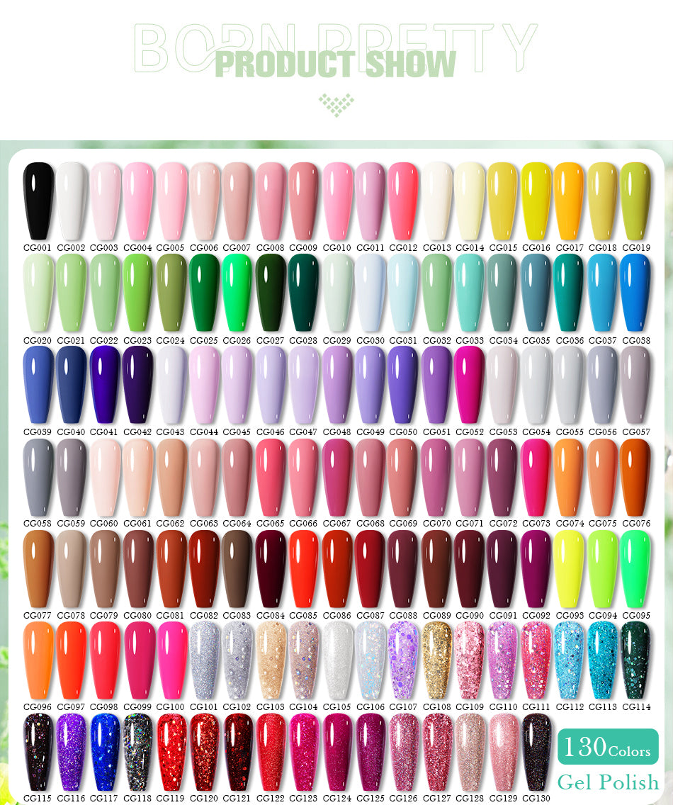 Vernis à ongles gel BORN PRETTY 10 ml, 130 couleurs, semi-permanent, semi-dissolvable, UV, base et top coat.