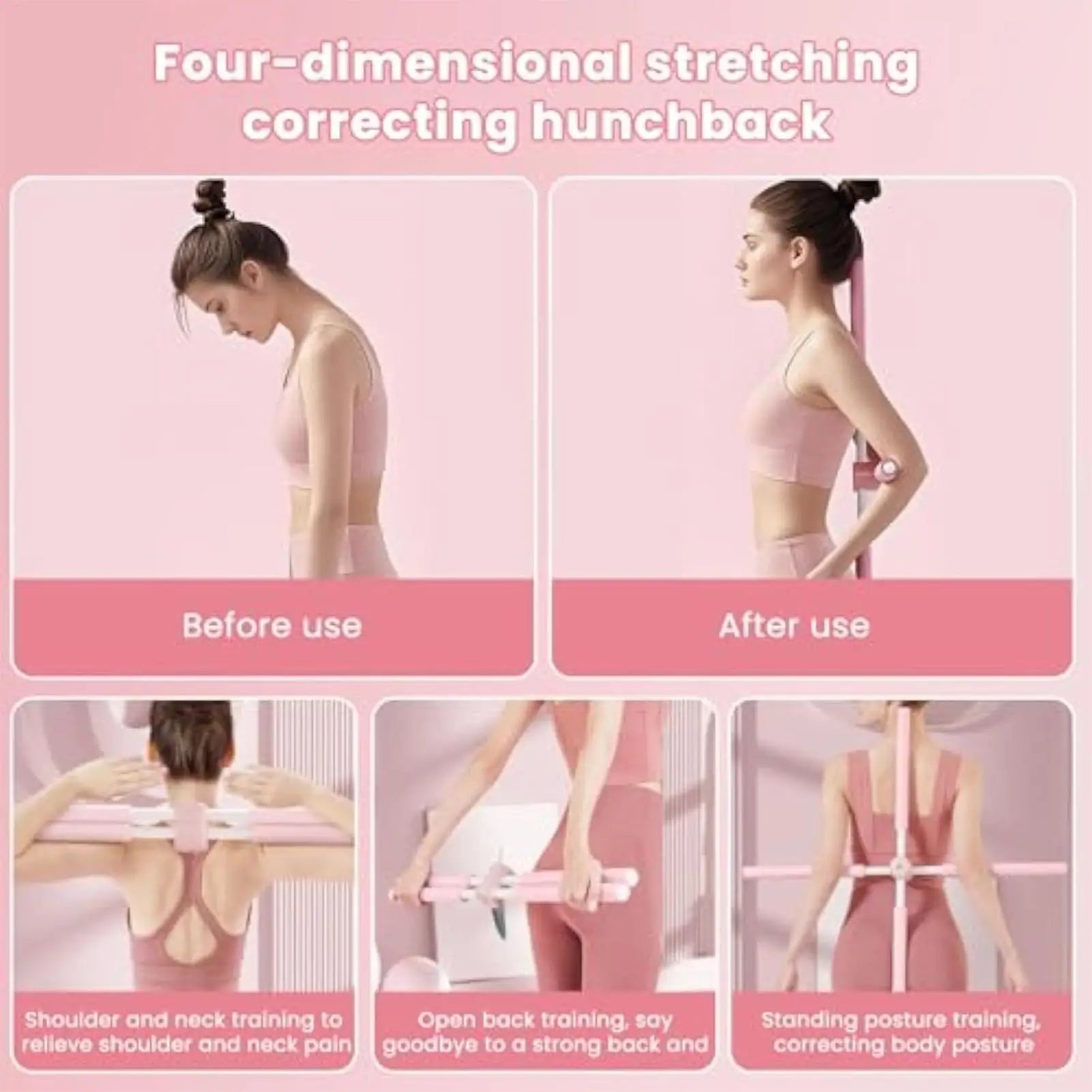 Yoga posture correction stick, Telescopic Pilates posture corrector, Fitness standing posture training buckle body shape stick