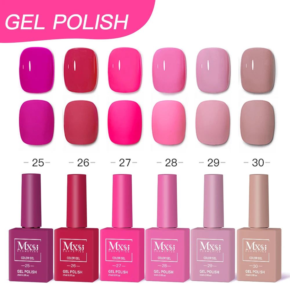 6-Piece UV LED Gel Polish Set - Semi-Permanent Nail Art Kit (15ml)