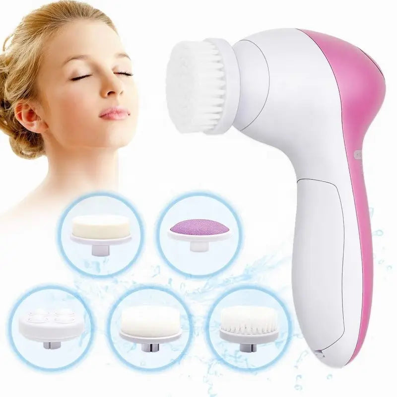 5-in-1 Electric Facial Cleansing Brush - Spa-Quality Skin Care System