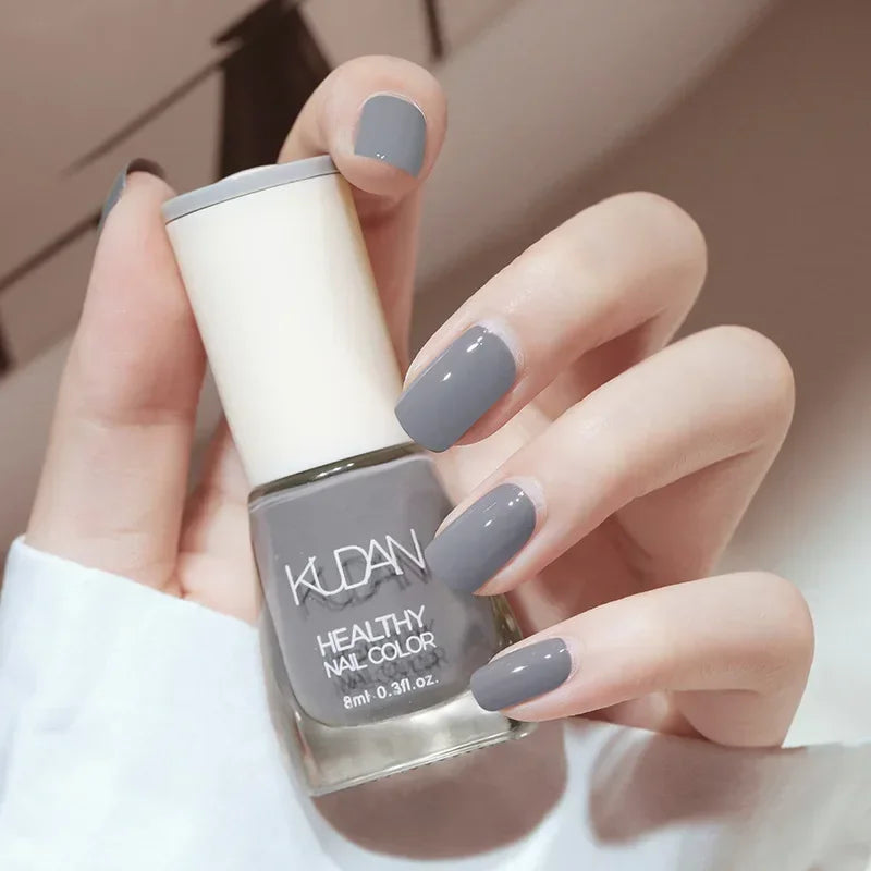 Vernis à ongles sans lampe UV, blanc à fines paillettes, sans cuisson, sans décollement, base huileuse transparente et brillante, couleur nude