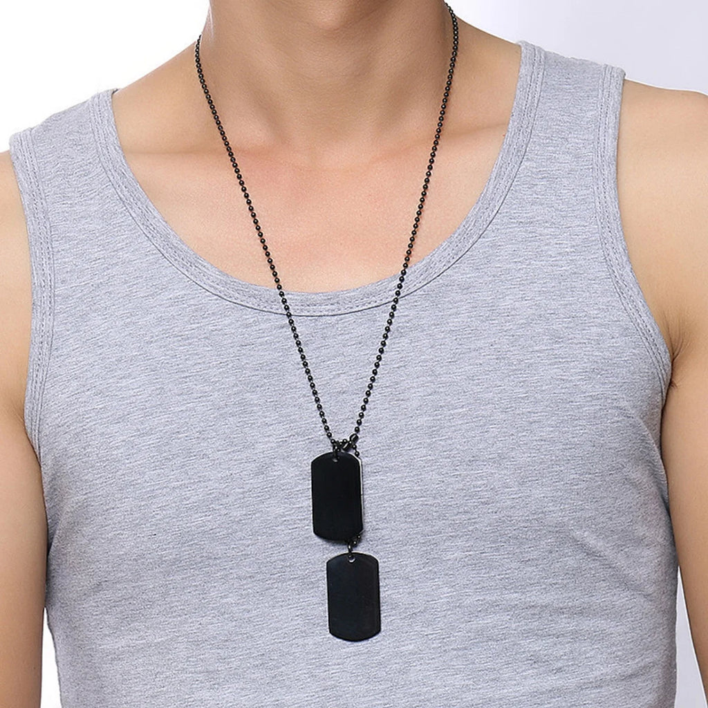 Collier avec plaque militaire - Acier inoxydable
