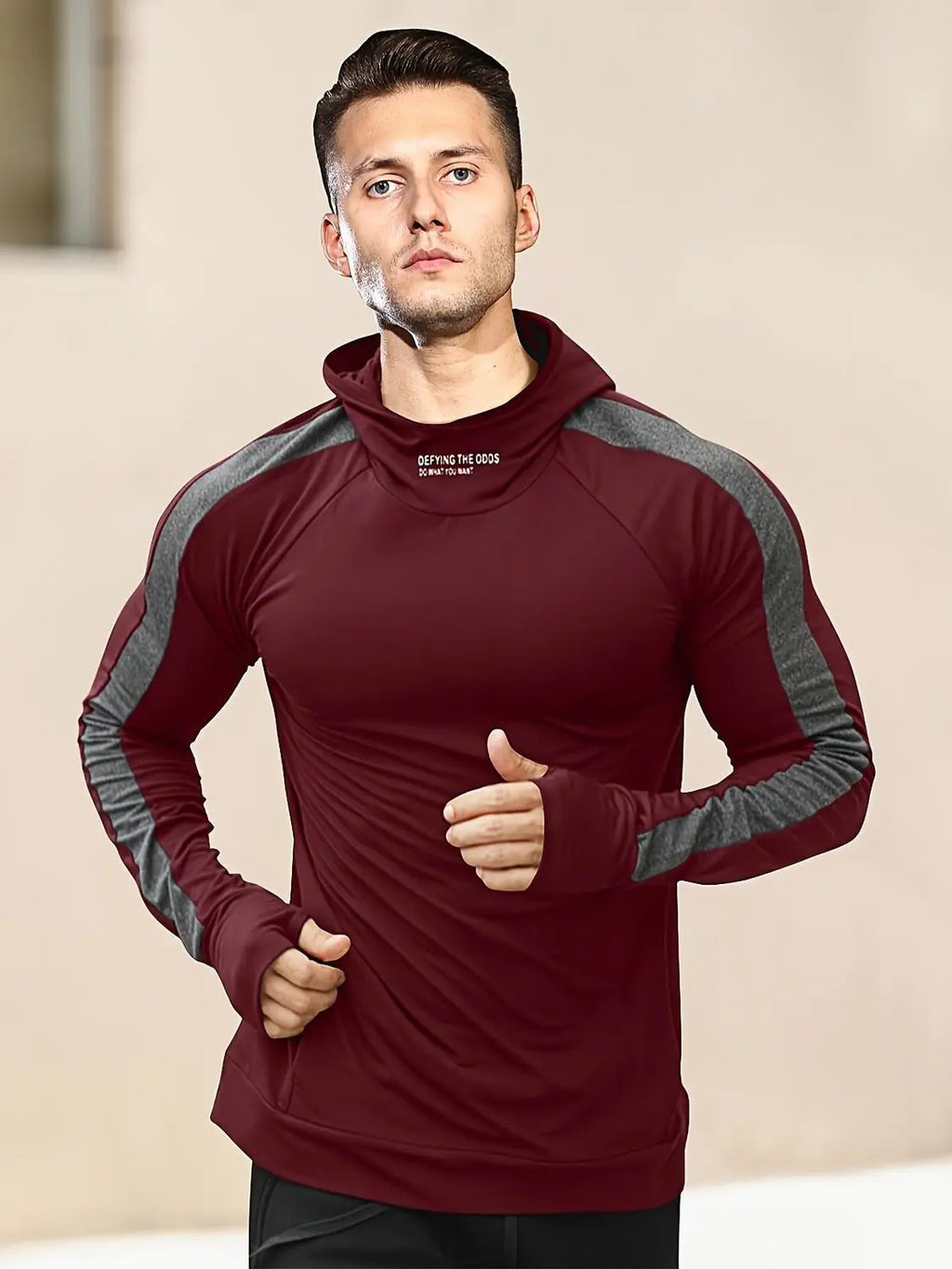 Men's Sports Hooded Quick-drying Breathable Cool Tight Outdoor Fitness Long-sleeved T-shirt