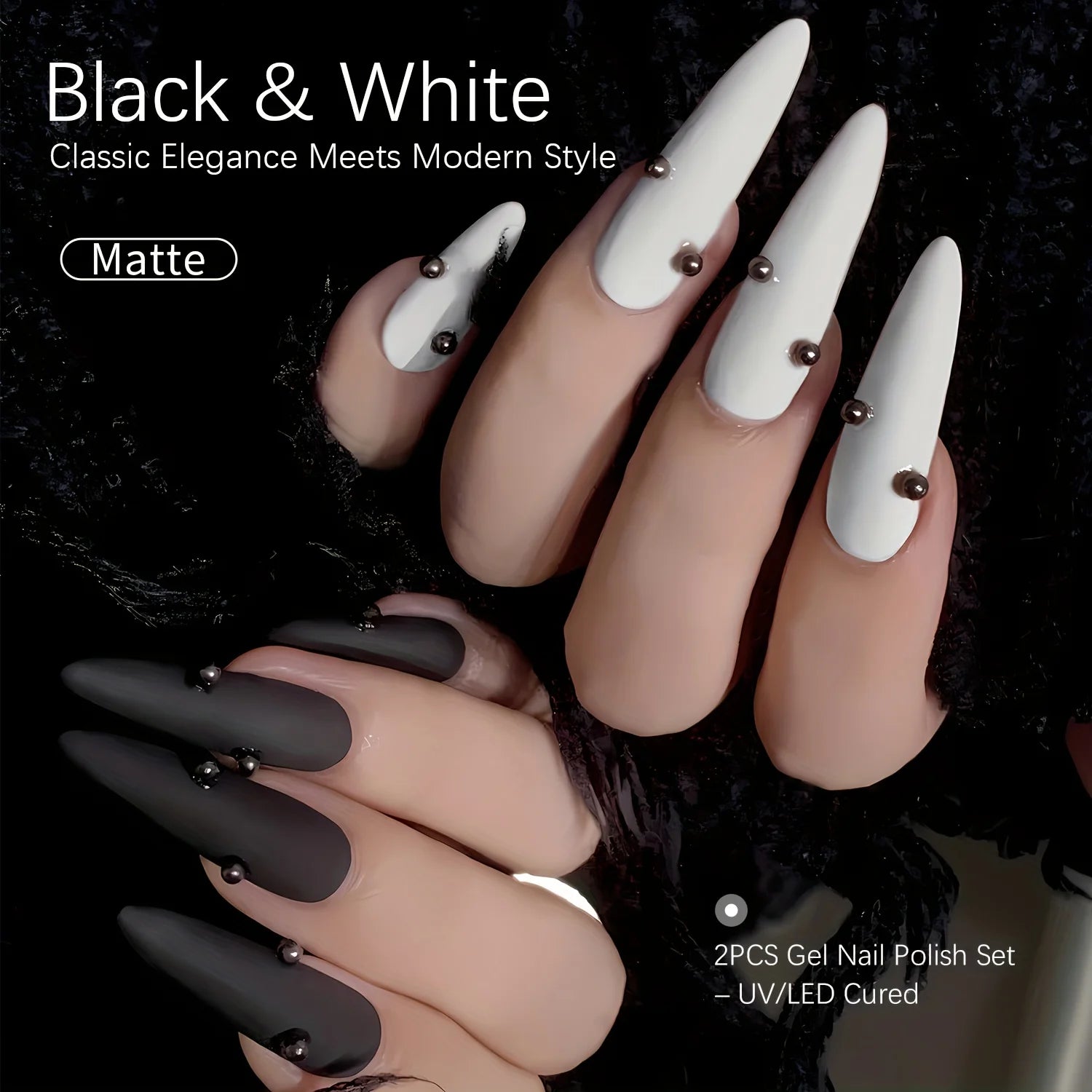 2pcs 15ml Black and White Gel Polish Set Classic Black and Pure White Shades Short armor Long armor Same color as the bottle