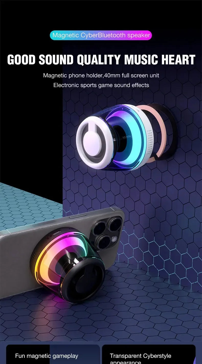 Magnetic Bluetooth Speaker RGB Mini Portable Speaker Magnetic Phone Holder Ring Wireless Sound Box Bluetooth Speaker Tower
