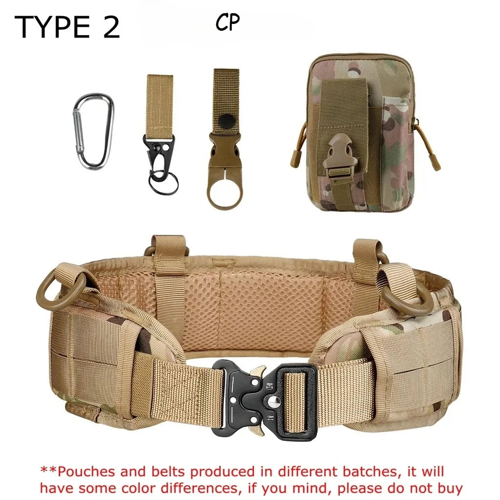 Tactical MOLLE Padded Belt - Combat Waist Belt for Airsoft & Hunting
