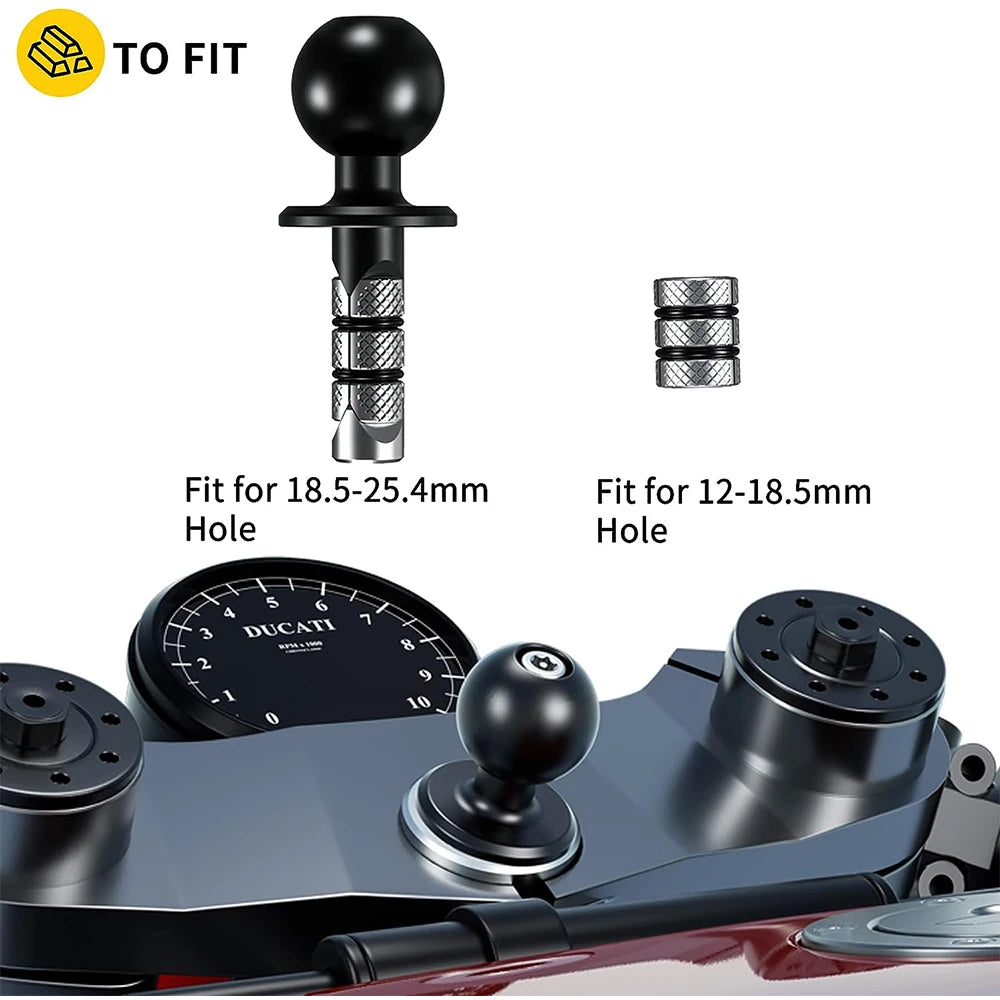 Étui de support de téléphone étanche pour potence de moto, fixation sur rotule de 2,5 cm (1 pouce), antivol, avec base en aluminium pour fourches de 11,9 à 17,3 cm (4,7 à 6,8 pouces).