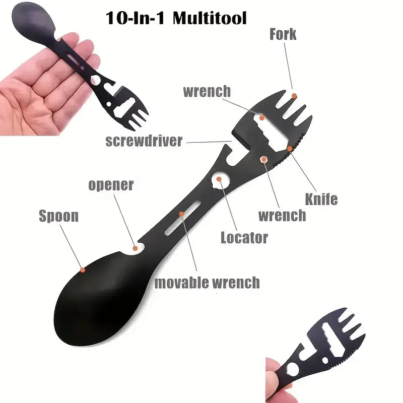 5-in-1 Survival EDC Multi-Tool - Camping Utensil Kit with Bottle Opener