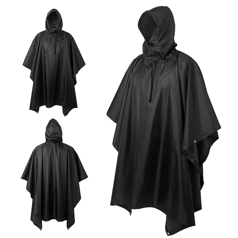 Military Tactical Rain Poncho - Waterproof Multi-Use Shelter & Raincoat