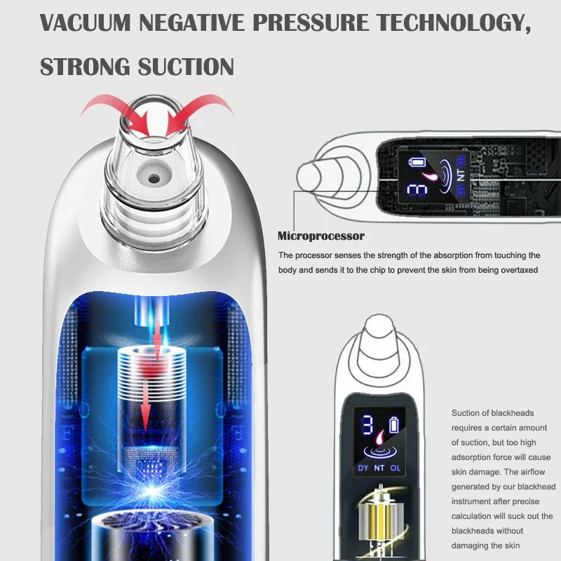 Premium Blackhead Remover - 6 Heads & LCD Display